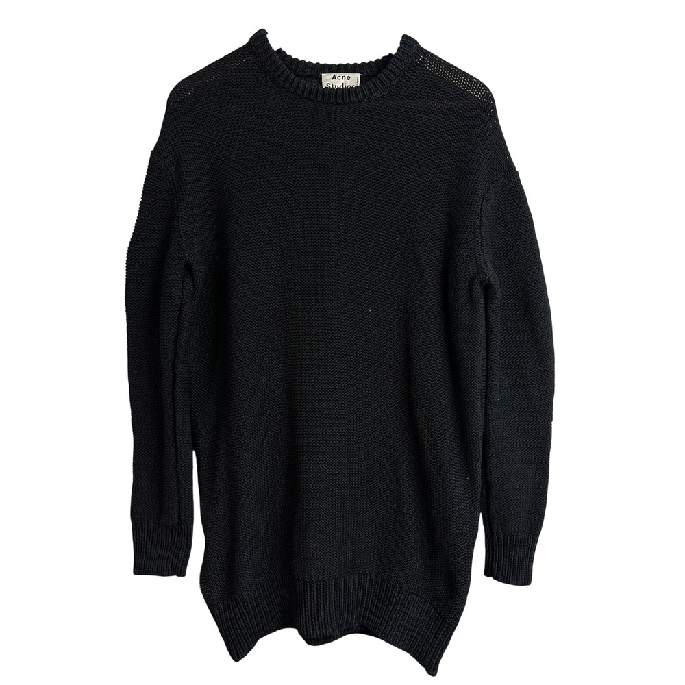 Acne Studios Black‎ Sade PSS14 Oversize Side Zippers Knit Sweater 100% Cotton XS